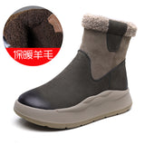 Breakj Velvet Snow Boots Winter Thick Cotton Boots Girl Retro Color Layer Kraft High Help Short Boots Plus