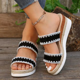 New Hemp Rope Woven Surrounding Slope With Slippers Female Thick Bottom A Word Belt