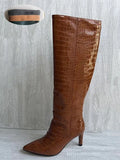 High Heels Western Boots Fashion Knee High Boots Women Microfiber Thin High Heel Long Boots Pointed Toe Autumn Winter