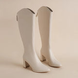 Size 34-43 New Women Boots Zipper Thick High Heels Simple Thick High Heels Autumn Winter Boots Knee High