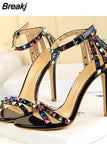 High Heels Rivets Sandals Lady Stiletto Gladiator Pumps Stripper Summer Platform Shoes 2023 Luxury Fashion Women