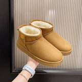 And Winter New Thick-Soled Snow Boots With Plush And Thickened Fashion Warm Cotton Shoes Middle Sleeve Shoes With Pure Color Women's Cotton