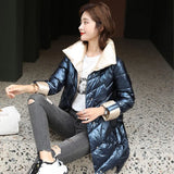 New Winter Women Long Parka Stand Collar Bright Color Windproof Loose Cotton Coat Fashion Streetwear Thick Warm