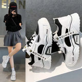 Reflective Platform Sneakers Women Shoes Korean Lace Up Sport Chunky Sneakers Mixed Color Women's Casual Vulcanize