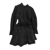 Casual Silm Belted Print Patchwork Dress Female Round Neck Long Sleeve Gathered Waist Dresses For Women Style