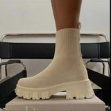 Breakj Size 43 Couple Socks Boots 2025 Autumn New Thick-Bottom Leisure Knitted Short Boots Women's Thick-Bottom Mid-Sleeve Women's