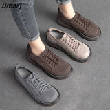Genuine Leather Women's Flat Sneakers Autumn Platform Shoes Ladies Casual Shoes Comfortable