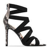 Mujer 2020 Women's Ladies Pumps Fashion Bandage Patchwork Mixed Colors Snake High Heels Sandals Casual Shoes
