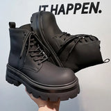 Breakj Charcoal Black High Tube Male British Thick Chelsea Boots Locomotive Martin Pipe Boots Trend Short Boots