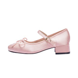 High Heels Bowtie Ballerina Woman Silk Buckle Strap Pumps Pink Dance Ball Party Shoes Brides Wedding Mary Janes Traf