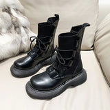 Breakj And Cool Korean Version Of Martin Boots Winter Plus Velvet 2025 New Knitted Elastic Socks Boots Showing Thin Skin Short