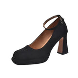 Breakj New French Small One-Word Buckle With High Heels Coarse Fashion Design Sense Of Single