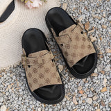 Breakj Flat-Bottomed Slippers Women 2025 New High-End Thick-Sleet Foot Belt Buckle Type Roman