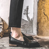 Breakj British Small Leather Shoes Men's Korean Version Dou Dou Pedal Set Leather Shoes Pointed Casual Shoes Taobao