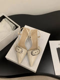 French Silver High-Heeled Shoes Baotou Sandals 2024 New Spring And Summer Korean Version Temperament Pointed Single