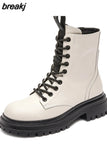 Ankle Boots Female Designer Shoes for Women 2023 Combat Platform Heels Women's Short Leather Boots Free Shipping Zip