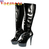 Pop Candy Color Mid-Calf Boots Side Zipper Waterproof Platform Stiletto Pumps Spring And Autumn Pole Dance Shoes