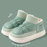 Leather Waterproof Snow Boots for Women Winter Thick Warm Plush Platform Ankle Boots Thick Sole Non Slip Cotton Padded