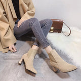 Breakj Autumn And Winter New Pointed High-Heeled Shoes Do Not Tired Feet Coarse Heel Fashion Boots Large Size Fashion Thin