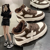 Breakj Shoes Women Plus Velvet Warm Thick-Soled Shoes 2025 Winter New Korean Version Of Casual Sports Shoes