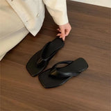 Breakj New Flat Shoes Daily Leisure Side Folded Toe Sandals Wearing Solid Color Simple Commuter