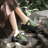 Breakj Cowflin Retro Hand-Made Leather-Bottomed Slippers Women's New Summer Wear Light-Discreed Cool