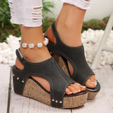 Breakj Heel Sandals Women's Shoes 2025 Summer New Leisure Thick-Sed Fish Mouth Magic Stick Slope