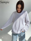 Pullover Y2K O Neck Sweater Women 2021 Autumn Winter Fashion Oversized Knitted Casual Basic Loose Sweater Tops