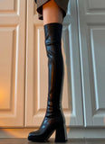 Over-The-Knee Boots Female Autumn 2023 New Thick Heel Waterproof Platform High Boots Small Versatile Elastic