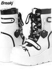 New Gothic Style Platform Vampire Cosplay Women Mid-calf Boots 2023 Winter Wedges Comfy Women Motorcycle Boots
