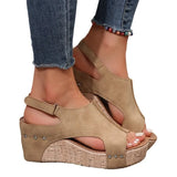 Breakj Retro Rivet Slope And Fish Mouth Sandals Women's Large-Size Waterproof Table Hollow High Heel Women's