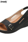 Women Sandals Slip On Wedge Heels Sandals Summer 2023 New Wedges Shoes Women Soft Heeled Sandals Female Elegant Sandalias