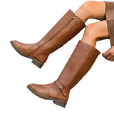 Breakj For Women's Leather Boots 2025 Spring And Autumn New Zipper Low-Heeling Boots Knight Boots High-Sleech Women's