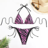 2025 New Zebra Collared Neck Bikini Triangle Package