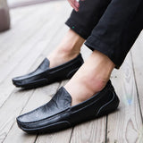 Breakj Seasons Men's Bean Shoes British Black Driving Shoes Leather Spring And Summer Casual Shoes Fashion Warm Lazy