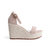 Summer New Wedge Heel Thick Platform Sandals Woven Hemp Rope Waterproof Platform 12 Cm Women's Shoes A Word Buckle High