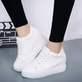 Breakj Height Small White Shoes Women 2023 New Korean Version Of Casual Fashion Breathable Student Sports Loose Bottom Thick Bottom Street