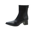 Fall 2023 New Korean Version Of High Heel Thick Heel Rear Zipper Ankle Boots Women's Martin