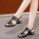 Heel Thick Heel PU Sandals Oak Flat Low Heel High Heel Sandals Slippers Women's Single Shoes Shoes Women's Casual Sports