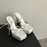 Breakj Waterproof Table Cross-Belt High-Heeled Sandals Summer New European Design Sense Heightening Leg Long High