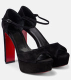 Breakj Cl New Fish Mouth High-Tight Buckle With Red-Soled Sandals Coarse Heel Waterproof Table Ultra-High Heel Sandals
