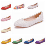 Breakj Bridal Shoes Handmade Wedding Shoes Color Flat-Soled Wedding Shoes Bridesmaids Performance Flat Heel Single