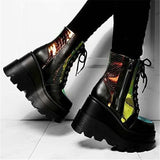Breakj Autumn And Winter New Tape With Thick Bottom Mid-Sleet Boots Women's Taizhou Bright-Faced Low-Bush Martin