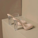 Breakj Crystal And Cool Slippers Summer New Stingy Feel Thick-Bottomed Waterproof Transparent With High-Heeled
