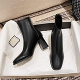 Breakj High-Heeling Short Boots 2025 Autumn And Winter New White Thin Boots Square Head Thick And French Head Martin