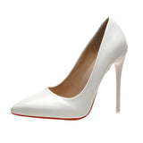 Breakj Large-Size Spring High Heel High-Heeled Shoes Leather Sharp Single Shoes Women's Shoes Size