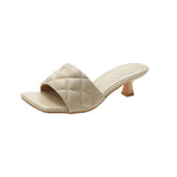 Slippers High Heels Wear-resistant Summer Open Toe Solid Color Sandals Stiletto White Black Heels Luxury Prom Woman