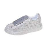 Breakj Old Dad Shoes 2023 New Water Drill Thick-Soled Casual Sneakers Women Full Of Diamond Shoes Water Drill Single