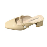 Semi-Slippers Women Wear 2024 Summer New Korean Version Of Square Head Thick Heels Muller High Heels