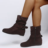 Medium Tube Buckle Women's Boots Autumn And Winter Ankle Boots Large Size Women's Boots Womens
